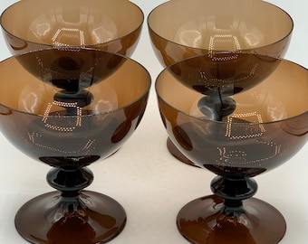 Set of 4 Bjorkshult Blown Brown glass Vintage Bjorkshult Wine Cocktail Glasses 