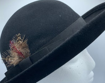 Vintage Black Rayon Hat: Nordstrom Italian Trim Bow - Etsy display picture 1