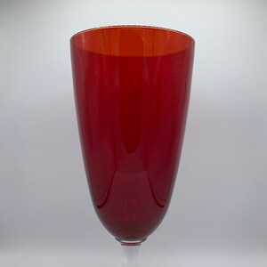Vintage Red Glass Vase with Clear Base - Great Vase for Valentine&#39;s Day or Christmas Decorating!  Large and Striking!