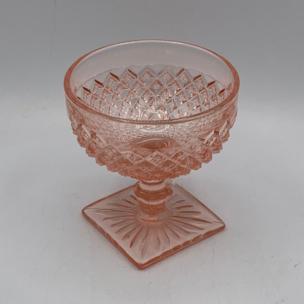 Vintage Diamond Point Pink Compote Dish - Pretty in Pink!!!  Great Vintage Glass.