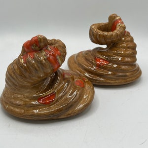 Vintage Drip Glaze Cornucopia Candlestick Holders: MCM Decor