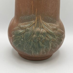 Vintage Roseville Terracotta Vase: Green Holly Leaf Glaze