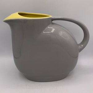 Vintage Hall Pitcher: Gray & Yellow GE Refrigerator Water Jug