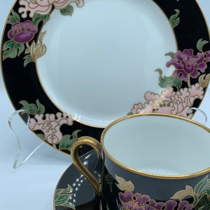 Vintage Fitz & Floyd Cloisonne Peony Plate, Saucer, Cup - Sold Separately