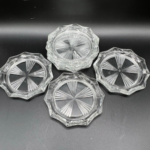 6 Cut Crystal Coasters, Tea Tasters, Vintage, Art Deco Flair!
