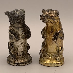 Vintage Salt and Pepper Shakers - Dancing Bears - Silver and Gold - The Circus is in Town!!!