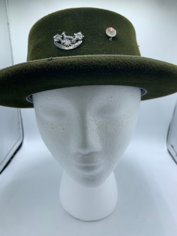 Vintage Wide Brimmed Olive Green Hat 