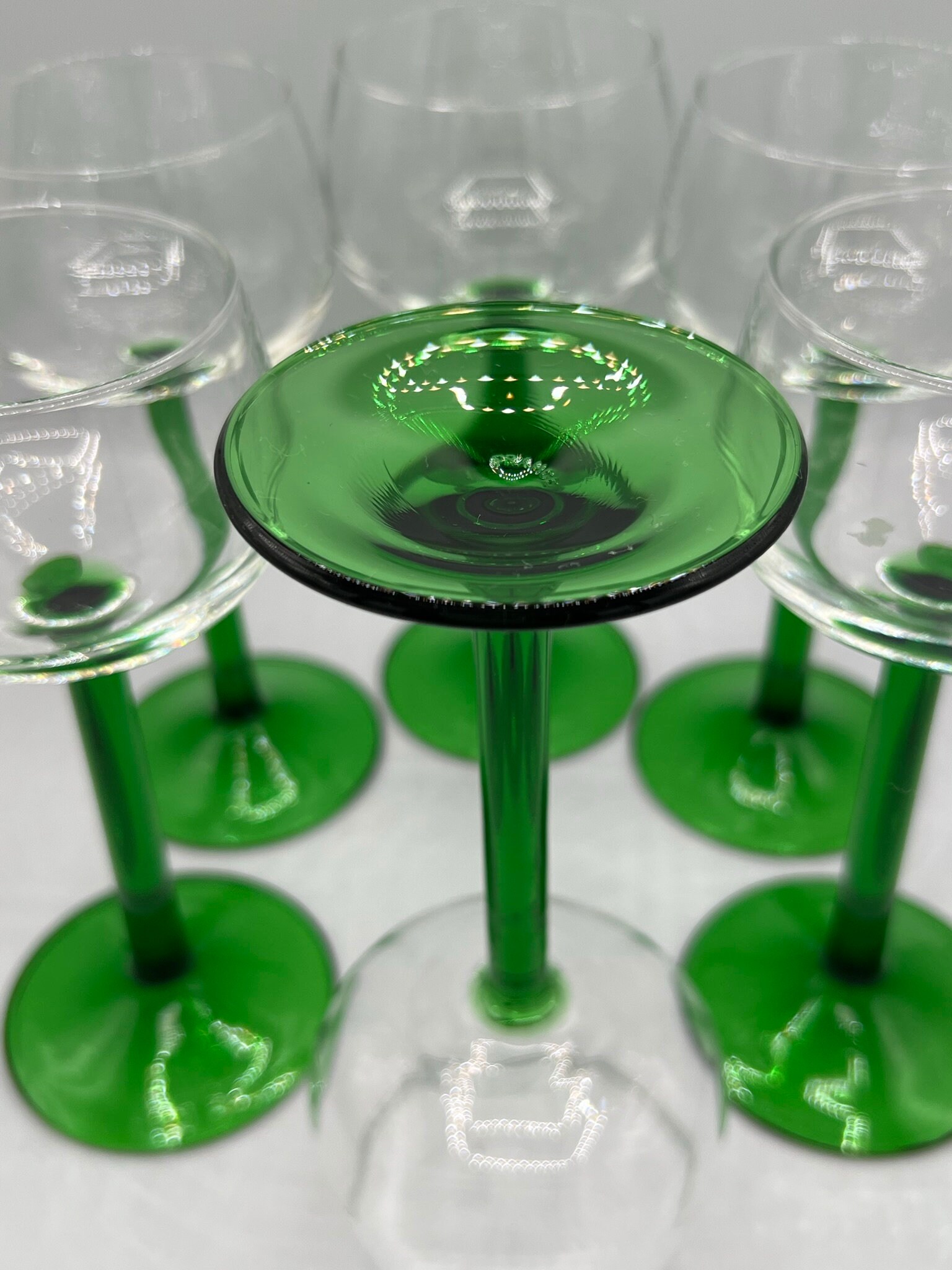Luminarc France Green Stemmed Wine Glass Set of Six Retro Etsy