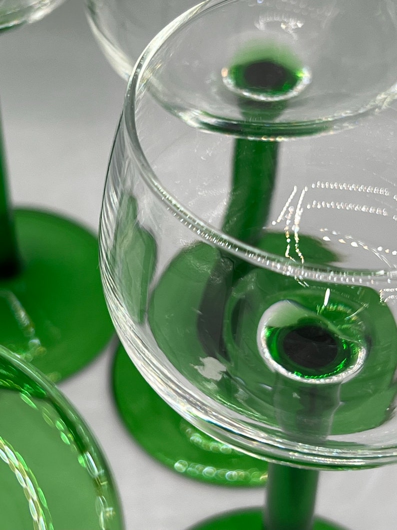 Luminarc France Green Stemmed Wine Glass Set of Six Retro Etsy