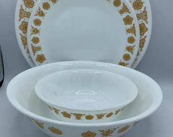 Vintage Corelle Butterfly Gold Dishes: Various Pieces