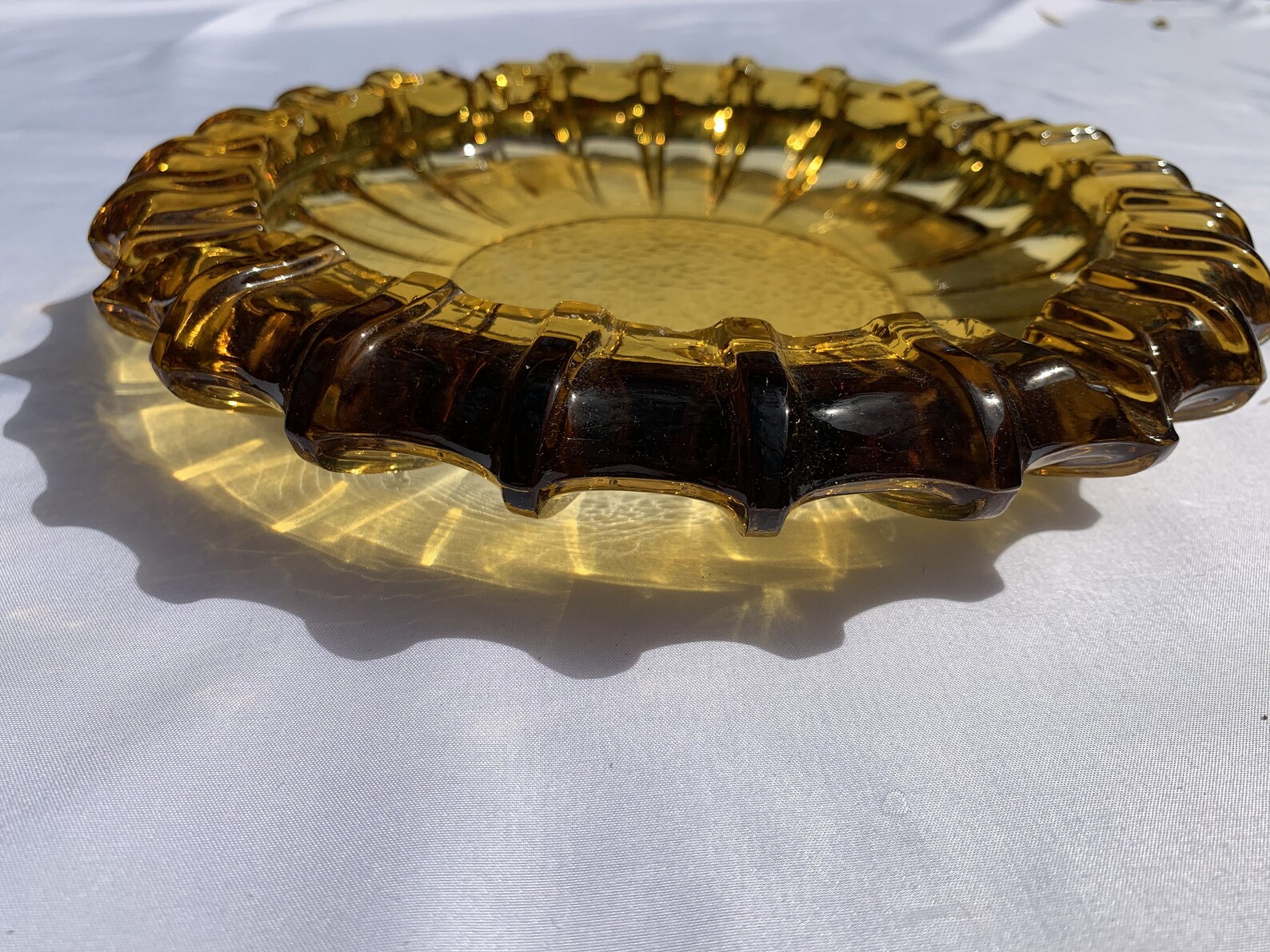 Large Amber Ashtray Vintage Mid Century Big and Badasss Etsy