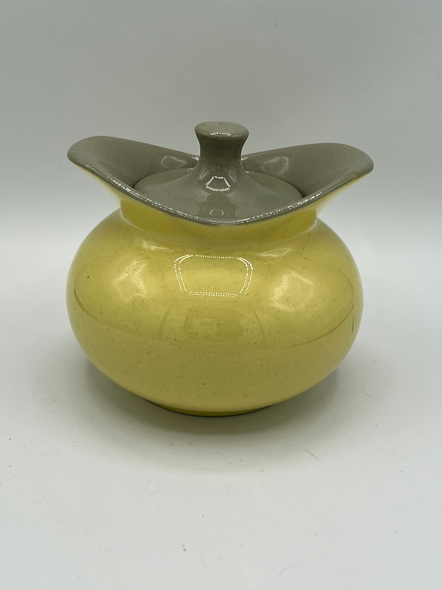 Vintage HALL Pottery USA / Yellow / Milk Creamer Pitcher / Vented Lid /  Small