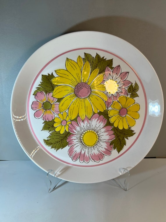 Vintage Mikasa Eden Chop Plate: MCM Sunflower Platter (12.5 Inch