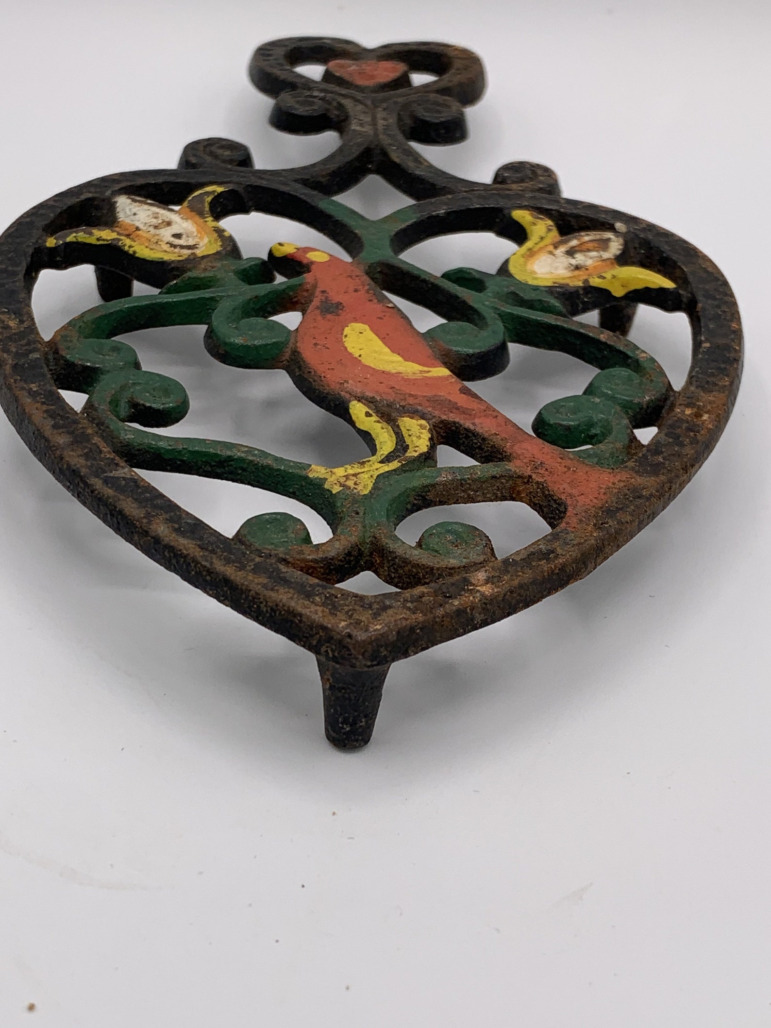 Wilton Painted Black Cast Iron Trivet Vintage Heart Shaped Etsy