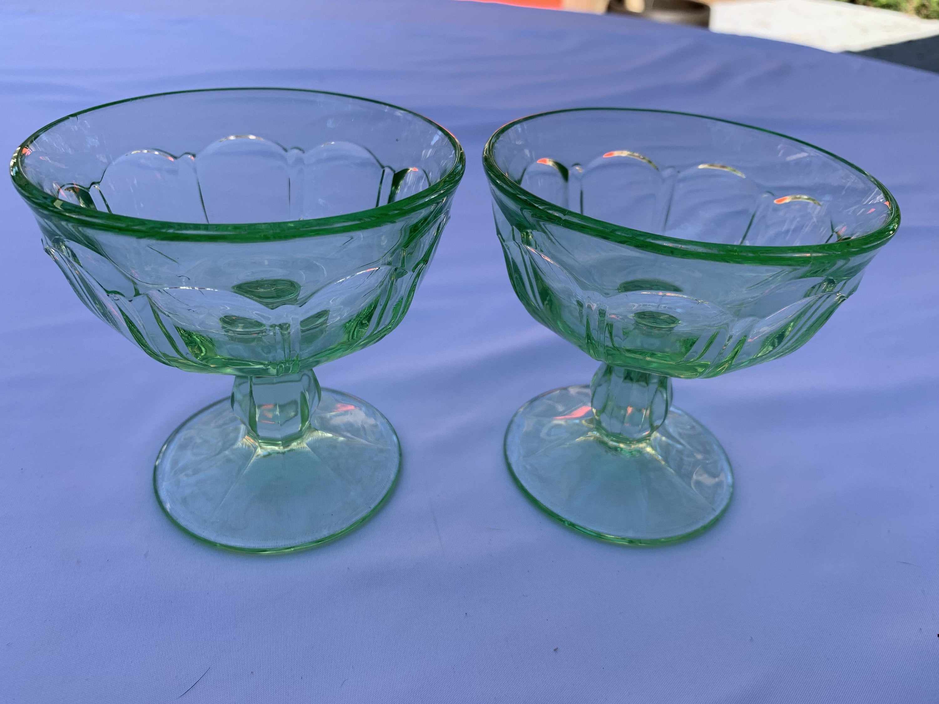 Rare HAZEL ATLAS GLASS Co, Green Depression Glass, Set of 2