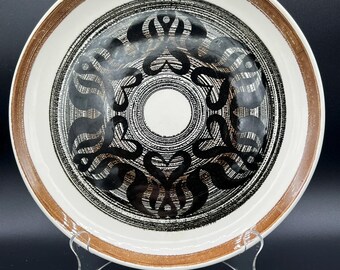 Vintage Crown Lynn Earthstone Polynesia Platter from New Zealand - Hearts, Polynesian