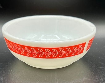 Rare Corning Milk Glass Cereal Bowls: Raspberry Floral Trim, Set of 4