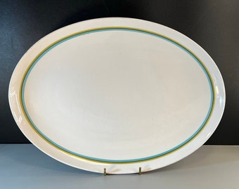 Vintage Franciscan Cantata Platter: Earthenware Serving Dish with Blue & Green Trim