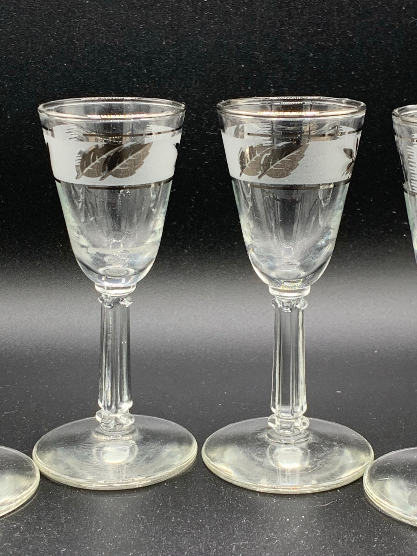 Cordial Glasses Silver Leaf by Libbey Glass Company Etsy