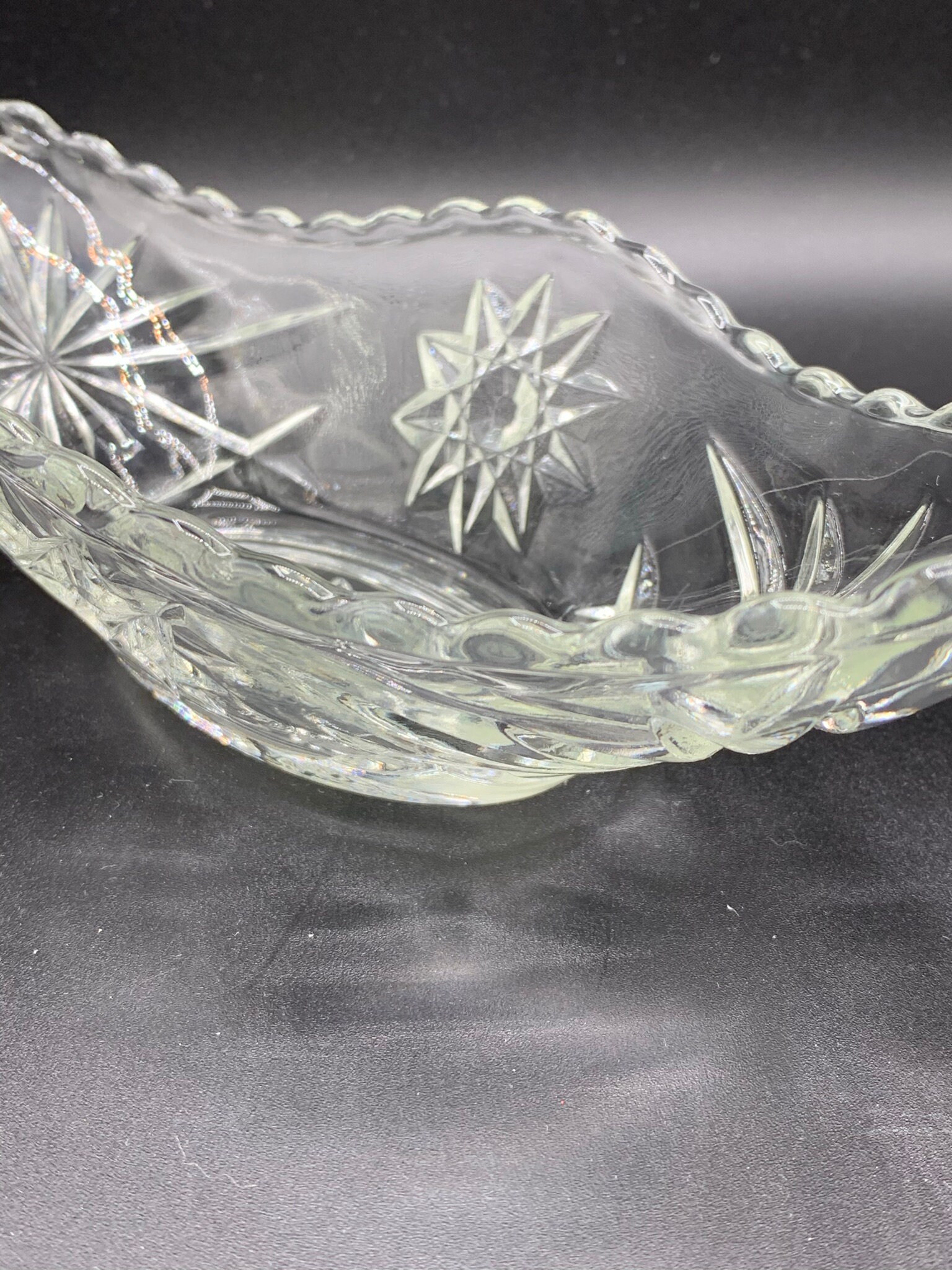 Vintage Anchor Hocking Star of David Relish Dish: Clear Prescut