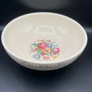 Antique Floral Vegetable Bowl: Ornate Gold Trim, Decorative Serving Bowl
