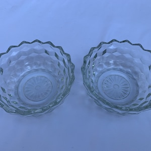 Vintage Indiana Whitehall Clear Glass Candy Bowl, Block Optic, Ice Cube Pattern, American Whitehall, Candy Dish, Decor, Boho - Set of 2