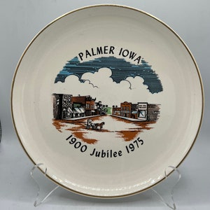 Vintage Palmer Iowa Decorative Plate: 1950s Mid-Century Fine China