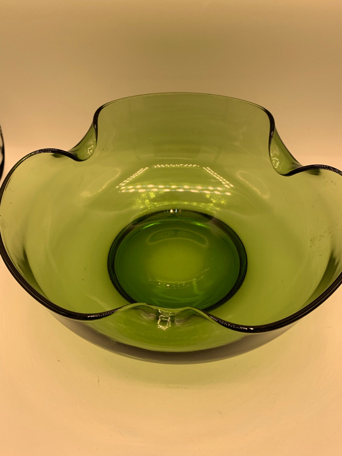 Vintage Clear Green Glass Chip & Dip Bowl Set Retro 1960's Etsy