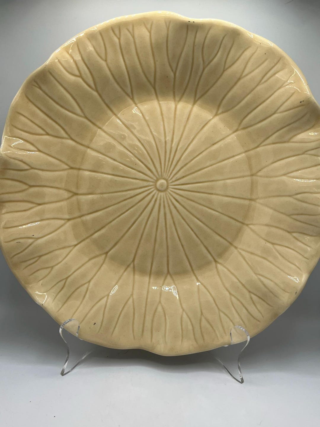 Vintage Metlox Lotus Platter: California Pottery, Sand Ivory Decor