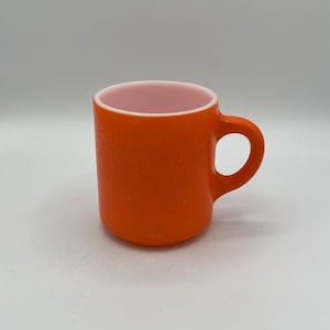 Vintage Orange Milk Glass Mug - Mid-Century Textured Coffee Cup