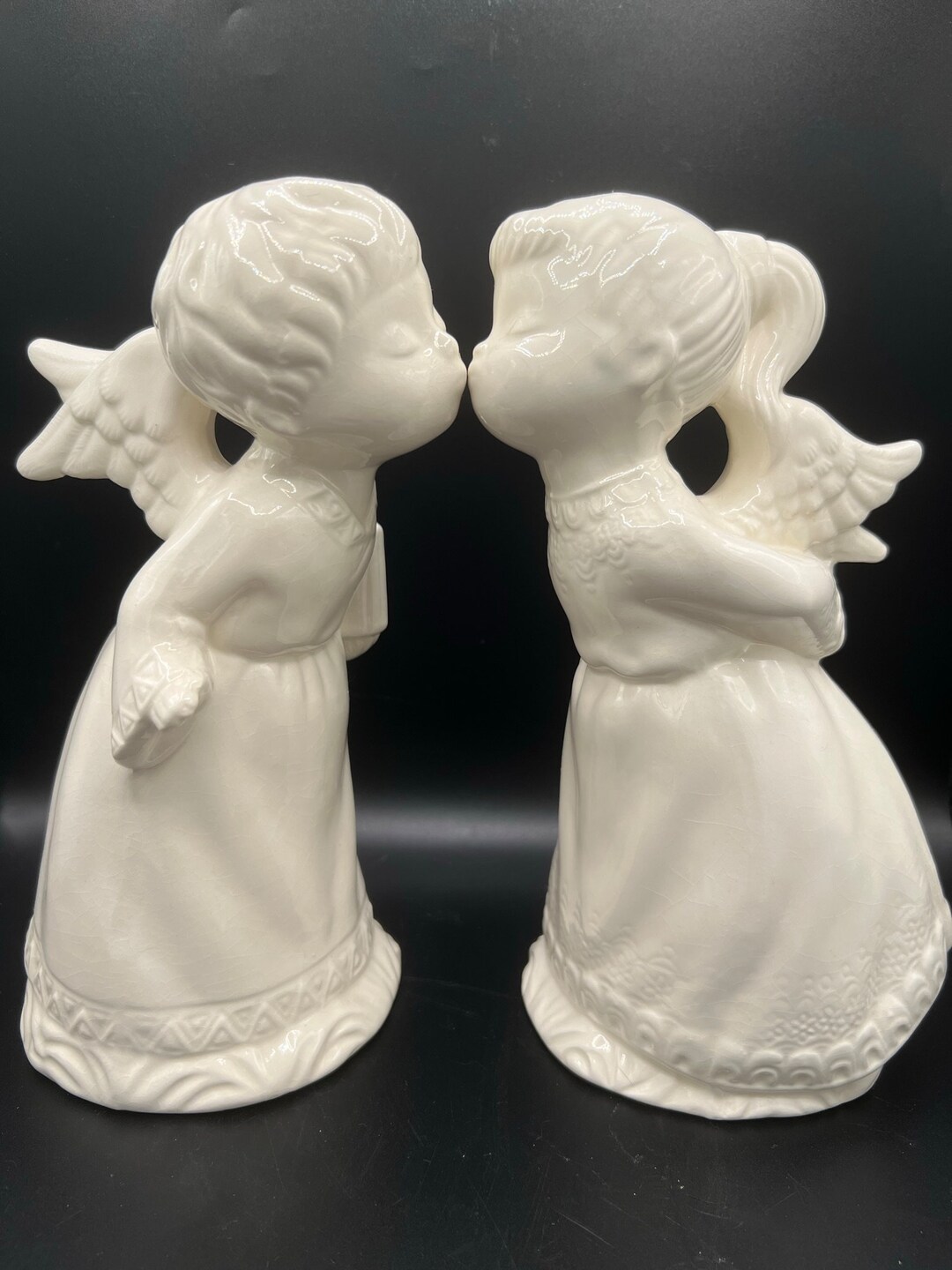 Vintage Cute Kissing Angel Figurines Such Cute Little Etsy