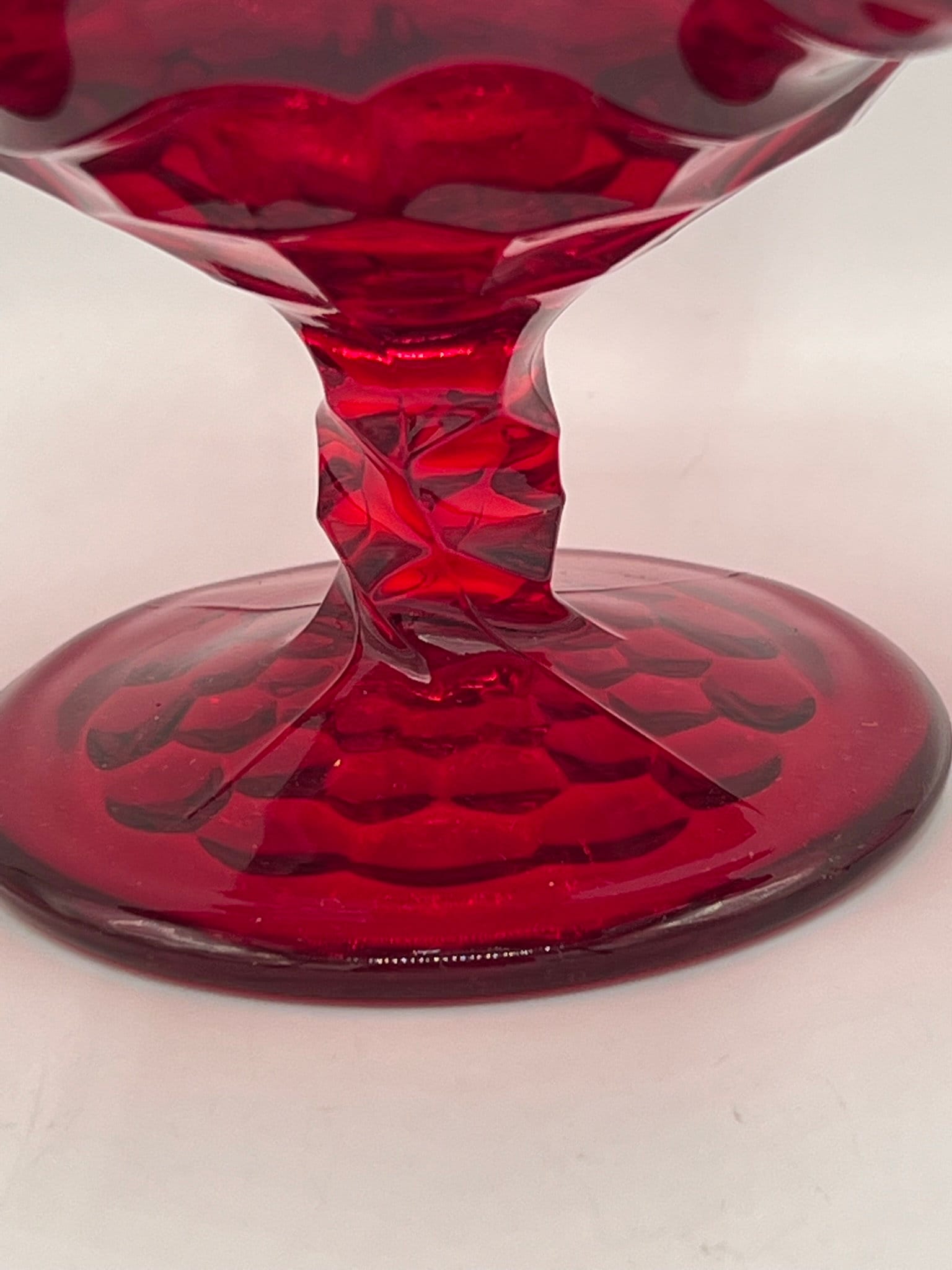 Vintage Fenton Red Glass Candy Dish: Double Thumbprint, Fluted Rim - Etsy