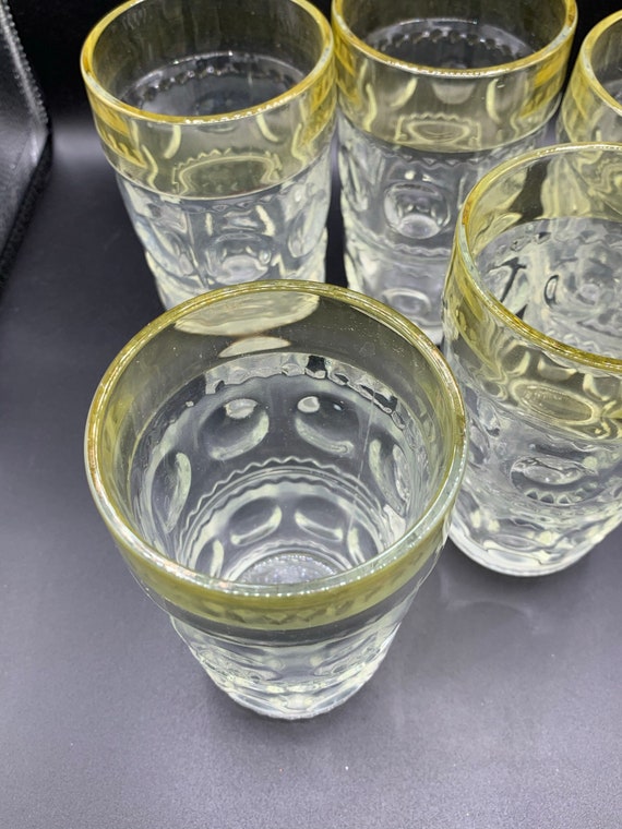 Vintage Heavy Pressed Glass Drinking Glasses Kings Crown Etsy