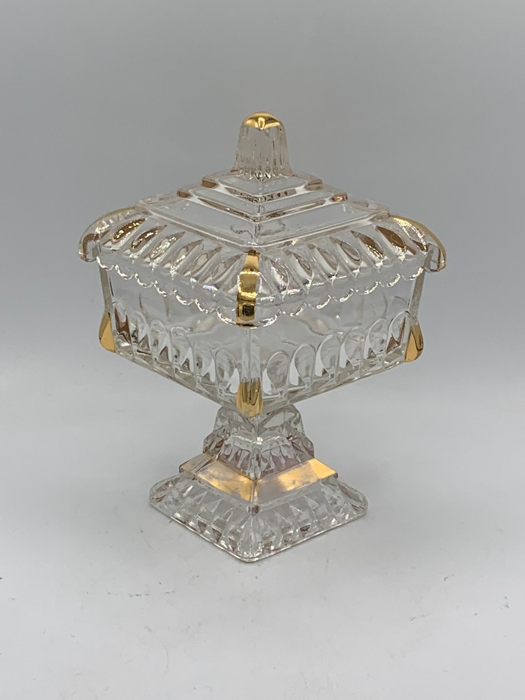 Vintage Wedding Candy Bowl, Candy Dish, Lidded Dish, Square Candy Bowl