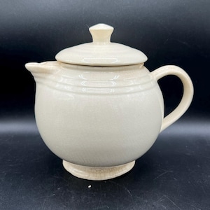 Vintage Fiestaware Teapot - White - Round Kettle Handle w/Lid - Lots of Crazing - Display Piece Only!
