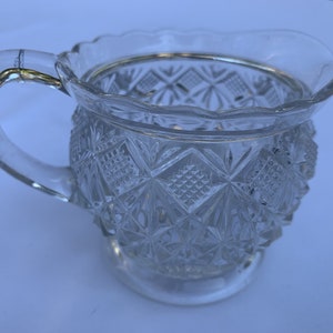 Vintage Lead Crystal Creamer Cut Starburst Glass
