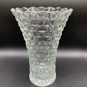 Fostoria American Clear Glass Cube Vase: Vintage 8&quot; Decor
