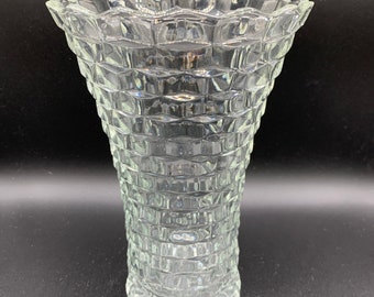 Fostoria American Clear Glass Cube Vase: Vintage 8&quot; Decor