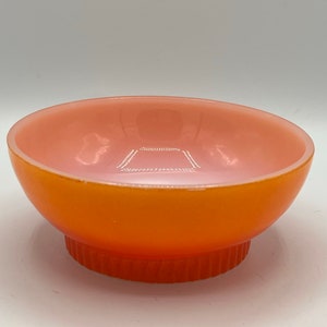 Vintage 1960s FireKing Hombre Bowl: Red and Orange Footed Bowl