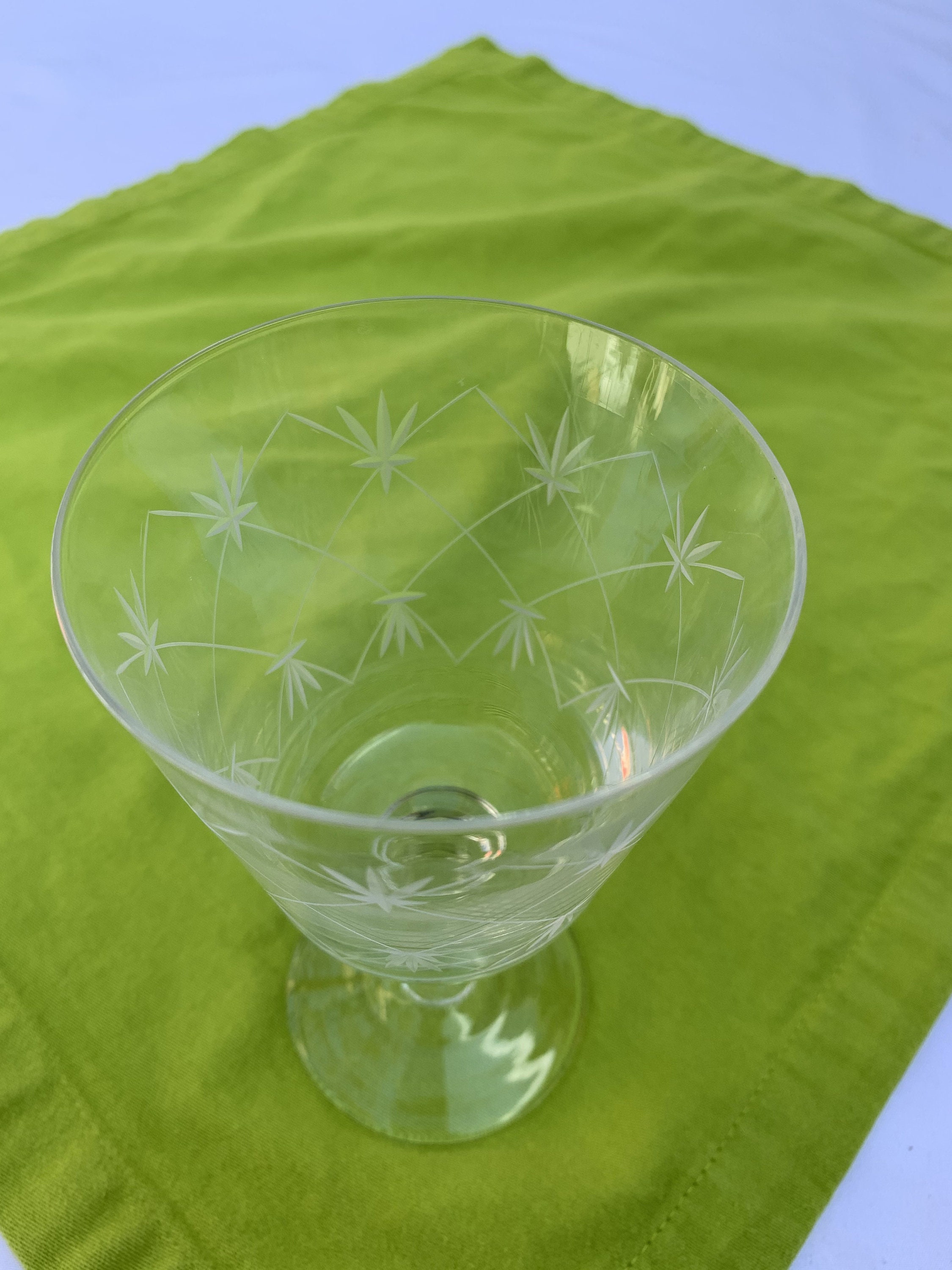 Vintage Cut Glass Wine Glasses Set of 11 Elegant Pattern Etsy