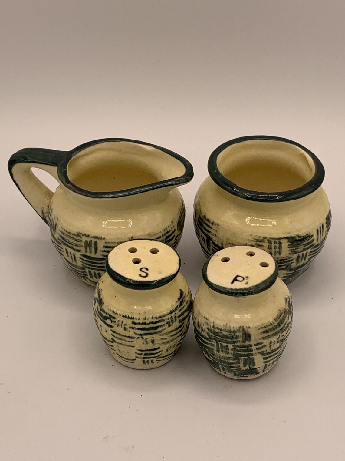 Vintage Salt and Pepper Sugar Bowl and Creamer Set Rustic Etsy