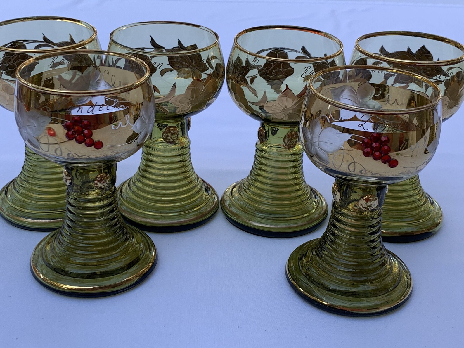 Set of 6 German Rhein Glass Roemer Vintage Goblet Wine Glass Etsy
