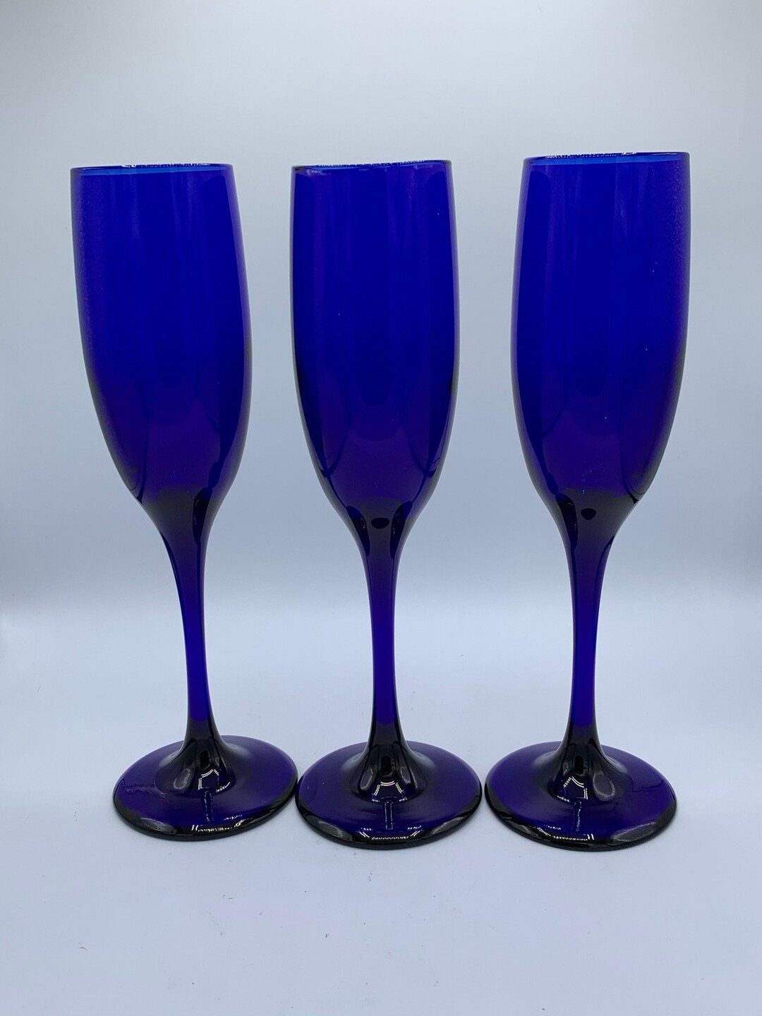 Vintage Champagne Glasses Premiere Cobalt by Libbey Glass Company Set
