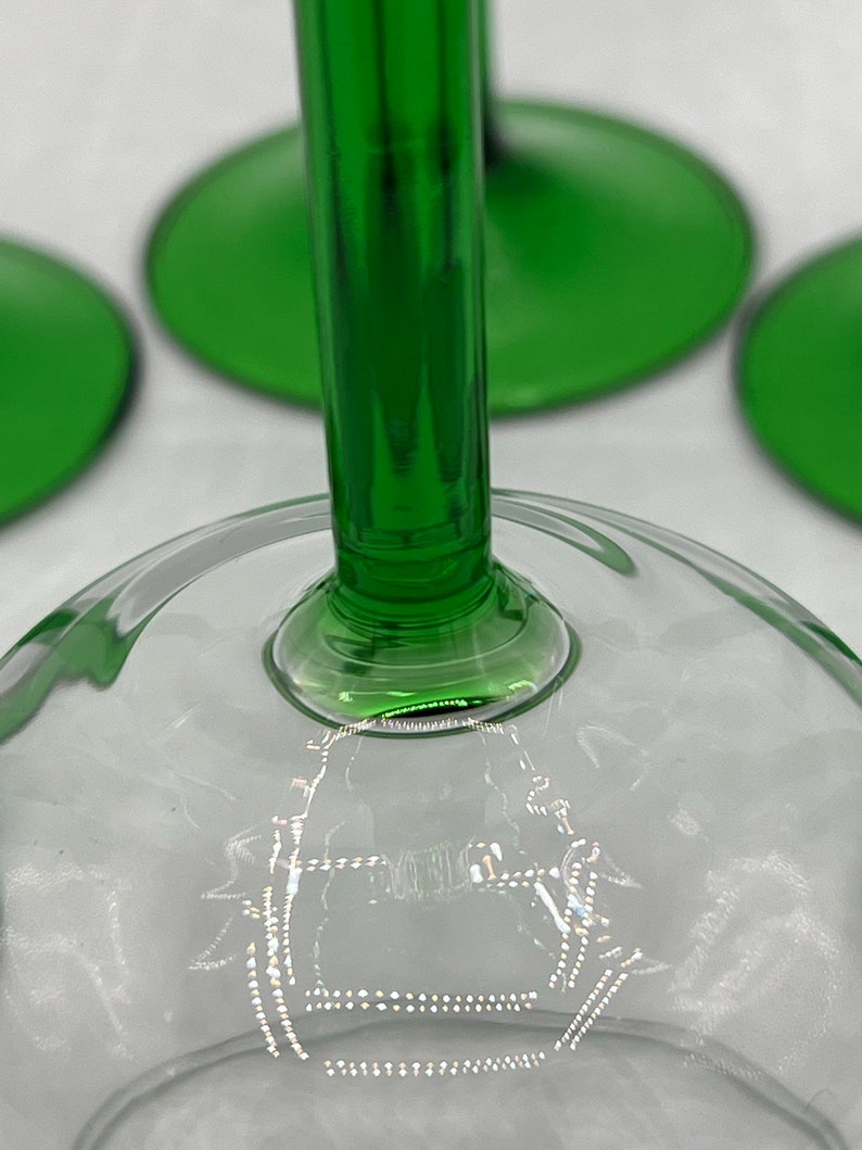 Luminarc France Green Stemmed Wine Glass Set of Six Retro Etsy