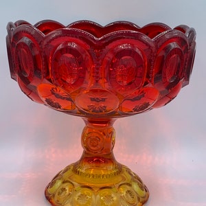 Large Moon and Stars Ruby Amberina Glass Fenton Centerpiece - Pristine Condition - So Amazing!