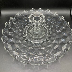 Vintage Fostoria American Clear Handled Platter: Optic Block Pattern