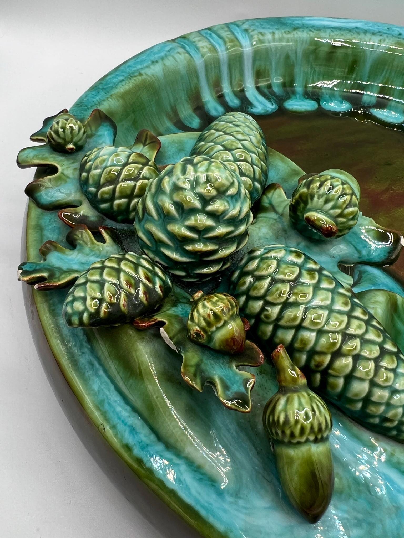 Ceramic Drip Glaze Ashtray: MCM Pinecone & Acorn Decor - Etsy