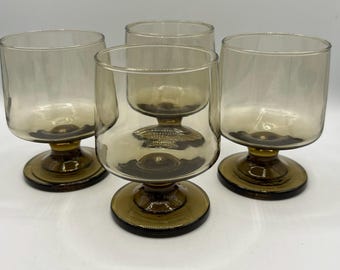 Copas de vino vintage Libbey Tawny - Juego de 4, década de 1970