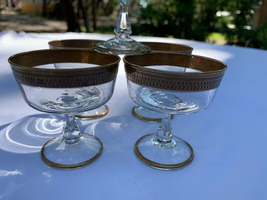 Vintage Gold Rimmed Cordial Wine Glasses Tiffin Franciscan Etsy