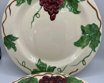 Vintage Ceramic Plates - Grape Design - Set of 4 - Hand Painted - Pacific Pottery